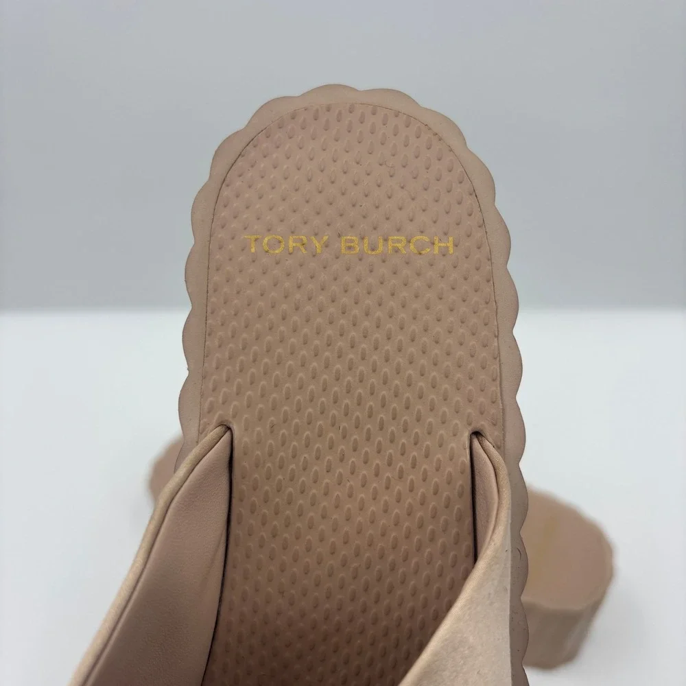Tory Burch Bellini Blush Scallop Wedge Platform Criss Cross Sandals Womens 9M